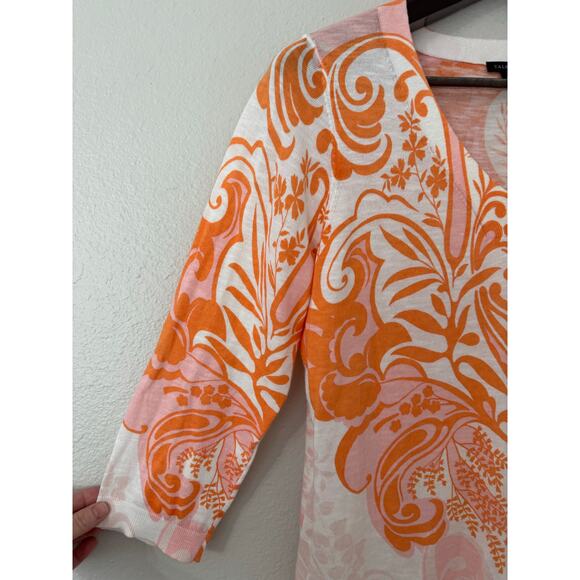 Talbots Paisley Slub Cotton V-Neck Floral Sweater Size Large - Picture 4 of 6